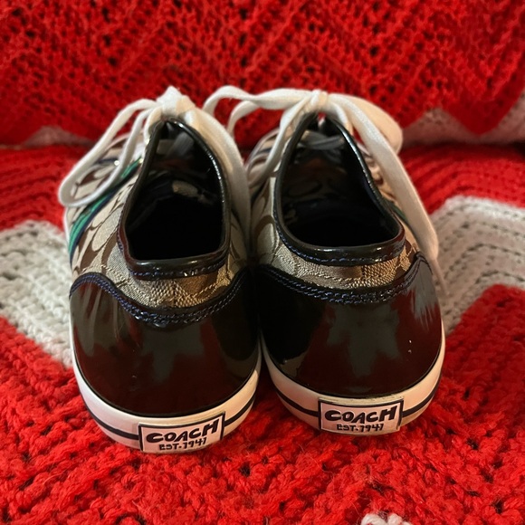 Ladies Coach Tennis Shoes, Size 8, Brown and tan green strips - Picture 3 of 4